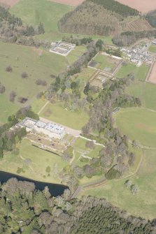 Oblique aerial view of Manderston House, looking NW.
