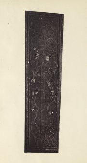 View of detail of grave slab from Oronsay Church Priory at Oronsay, Argyll.
Titled: '75. At Oronsay.'
PHOTOGRAPH ALBUM, NO 186: J B MACKENZIE ALBUMS vol.1