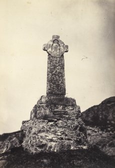 View of smaller cross at Oronsay Priory Church ruins, Oronsay.
Titled: '56. Small broken Cross at Oronsay.'
PHOTOGRAPH ALBUM NO 186: J B MACKENZIE ALBUMS vol.1