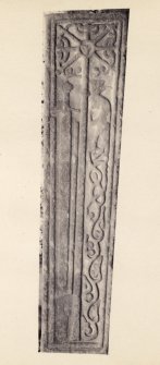 View of late medieval grave slab at Kilmory Chapel, or St Maelrubha's Chapel, Kilmory, South Knapdale.
Titled: '112. At Kilmory.'
PHOTOGRAPH ALBUM NO 186: J B MACKENZIE ALBUMS vol.1