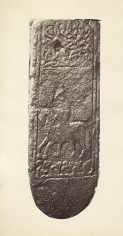 View of late medieval carved stone at Kilmory Chapel, or St Maelrubha's Chapel, Kilmory, South Knapdale.
Titled: '117. At Kilmory.'
PHOTOGRAPH ALBUM NO 186: J B MACKENZIE ALBUMS vol.1