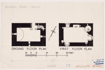 Publication drawing. Ground and first floor plans, Dryhope Tower.