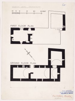 Publication drawing. Plans of ground and first floor, Elibank Castle.