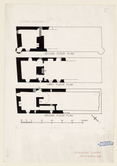 Publication plans of ground, first and second floor, Fairnlee House.