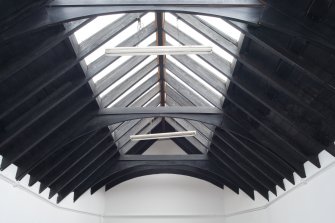 Interior. Detail of roof structure in rear hall on first floor.