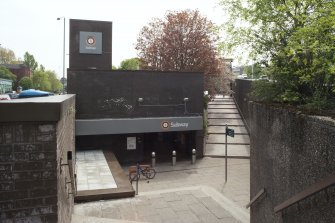 View from the north west, looking down to the low-level entrance concourse of St George's Cross subway station