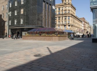 View from south east of the glass canopied northern entrance to St Enoch's subway station