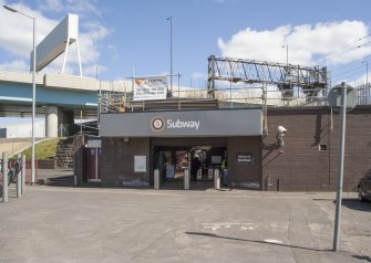View from west looking to the entrance of West Street subway station