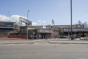View from north west looking to West Street subway station, with the overground rail line above
