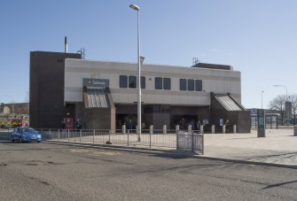 View from north, showing entrance elevation of Govan Cross Subway Station, 771-5 Govan Road, Glasgow.