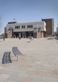 View from north-west, looking across the entrance plaza to Govan Cross Subway Station, 771-5 Govan Road, Glasgow.