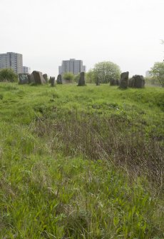 Long view towards the Sighthill Stone Circle, taken from a low level viewpoint to the west