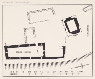 Publication drawing. Plan of Tushielaw Tower and associated buildings.