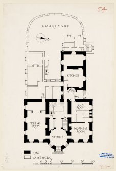 Publication plan of Yair House and courtyard showing building dates.