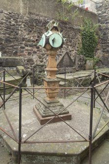 General view of sundial, Huntly House Museum, 146 Canongate, Edinburgh, from E.