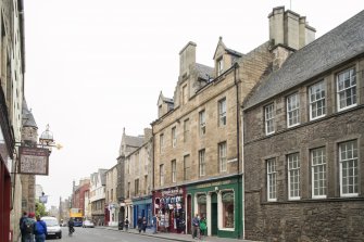 General view of 168, 170 and 172 Canongate, Edinburgh, from NW.