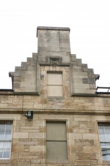 Detail of central crowstepped gable at 168, 170 and 172 Canongate, Edinburgh.