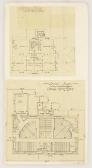 First floor plan of Skene Manse and ground floor plan of Skene Parish Church.