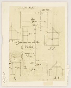 Plan and sections of offices, Skene Manse.