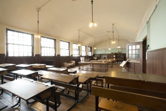 Interior. View of Cookery Room, from a child's perspective.