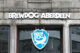 Detail of Brewdog signage above door