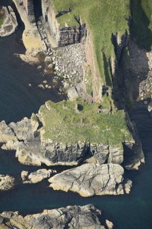 Oblique aerial view of Bucholly Castle, looking WSW.