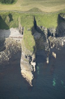 Oblique aerial view of Ness Broch, looking WSW.