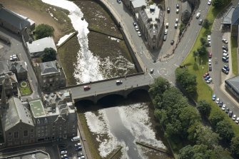 Oblique aerial view of Wick Bridge, looking SE.