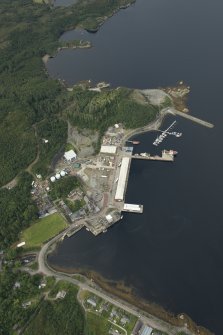 Oblique aerial view of Culag Pier, looking WSW.