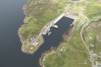 Oblique aerial view of Kinlochbervie Harbour, looking WNW.