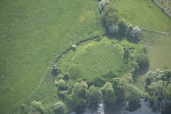 Oblique aerial view of Buittle Castle, looking to the W.
