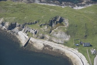 Oblique aerial view of Ard Neackie Limekilns and Quarry, looking to the WSW.