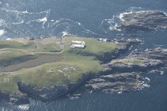 General oblique aerial view of Strathy Point Lighthouse, looking to the W.