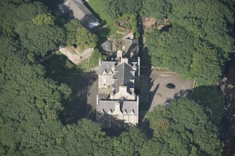 Oblique aerial view of Braal Castle and Country House, looking to the NE.