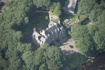 Oblique aerial view of Braal Castle and Country House, looking to the N.