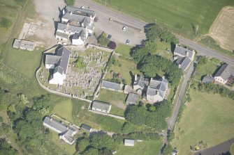 Oblique aerial view of Dunnet Church, looking to the E.