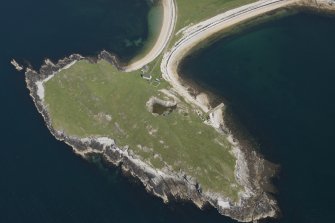 Oblique aerial view of Ard Neackie Limekilns and Quarry, looking to the E.