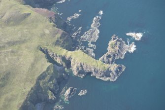 Oblique aerial view of Borve Castle, looking to the NW.