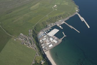 Oblique aerial view of Scrabster Harbour, looking to the NE.
