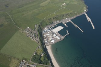Oblique aerial view of Scrabster Harbour, looking to the NNE.