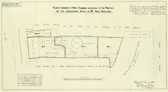 Dyeline copy of plan of lands (feu plan) belonging to the trustees of the sequestered estate of Mr. H. Kirkland, including gasworks area
