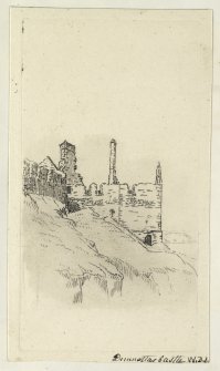Etching showing view of castle.
Titled 'Dunnottar Castle, W.D.I'.
PHOTOGRAPH ALBUM NO.4: THE INNES OF COWIE ALBUM.