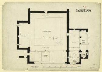 General Plan of Nunnery at Iona. 
Titled. 'Nunnery Iona General Plan.'
Dated. 'August 1901.'
Signed and Dated. 'Meas. J.W. 1875.'