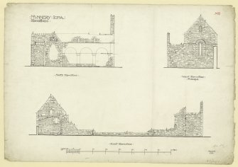 Plans of West, East and North elevations and conventual buildings of Nunnery, Iona.
Titled. 'Nunnery Iona, Elevations.'
Dated. 'August 1901.'
Signed and Dated. 'Meas. 1875. J.W.'