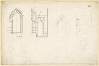 Details of entrance door and window, hall floor of Carrick Castle.
