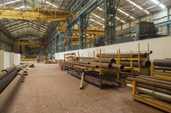 Interior. Central Yard, Steel preparation workshop, South Bay (1950s) East End. General view from South East.