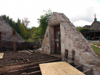 View of the tympany at first floor level in the west wall, from a Standing Building Survey, Glamis Mill, Glamis, Angus.