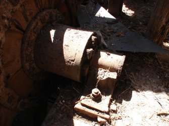 Detail of the waterwheel axle and bearing, from a Standing Building Survey, Glamis Mill, Glamis, Angus.