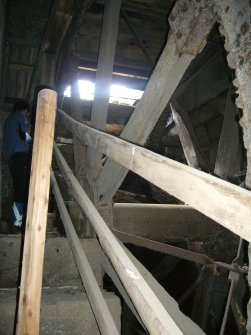 Interior view of waterwheel from a Standing Building Survey, Glamis Mill, Glamis, Angus.