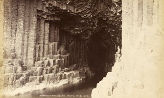 View of entrance to cave. 
Titled 'Interior of Fingal's Cave, Staffa. 1465 G.W.W.'
PHOTOGRAPH ALBUM No.33: COURTAULD ALBUM.